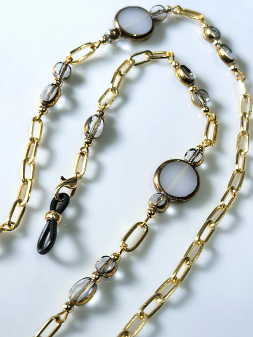 Antique Gold Czech Crystal Eyeglass Chain – Baroque Moon Collection Beaded