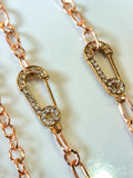 Zircon Safety Pin Charm Rose-Plated Eyeglass Chain – THINBLACK®