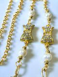 Glasses Chain – Gold Plated with Pearls & Zircon Pendant – ThinBlack® Elegant Edition