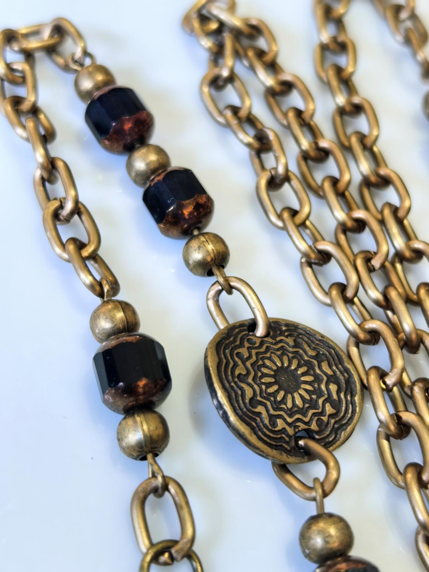 Black Crystal Eyeglass Chain – Antique Gold Handmade Jewelry by THINBLACK®