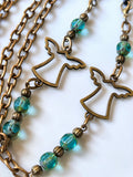 Angel Wing Eyeglass Chain – Turquoise Crystal Handmade Jewelry