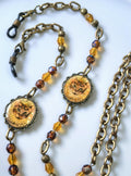 Handmade Eyeglass Chain – Bronze Cat Pendant with Crystal Beads