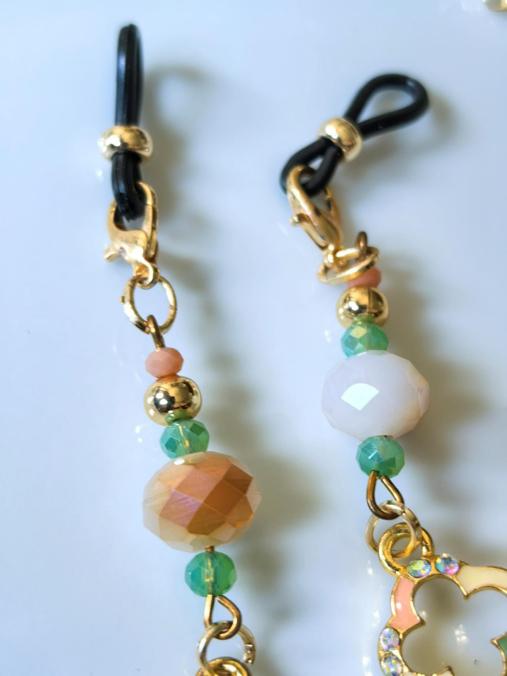 Enamel Key Charm Eyeglass Chain – Crystal Beads & Gold Plated | THINBLACK® Handmade Limited Edition