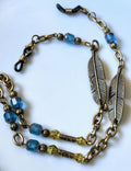 Turquoise Eyeglass Chain with Leaf Charm – Handmade Bohemian Jewelry