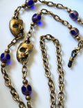 Sax Crystal Eyeglass Chain with Mask Charm – Antique Gold Handmade Jewelry