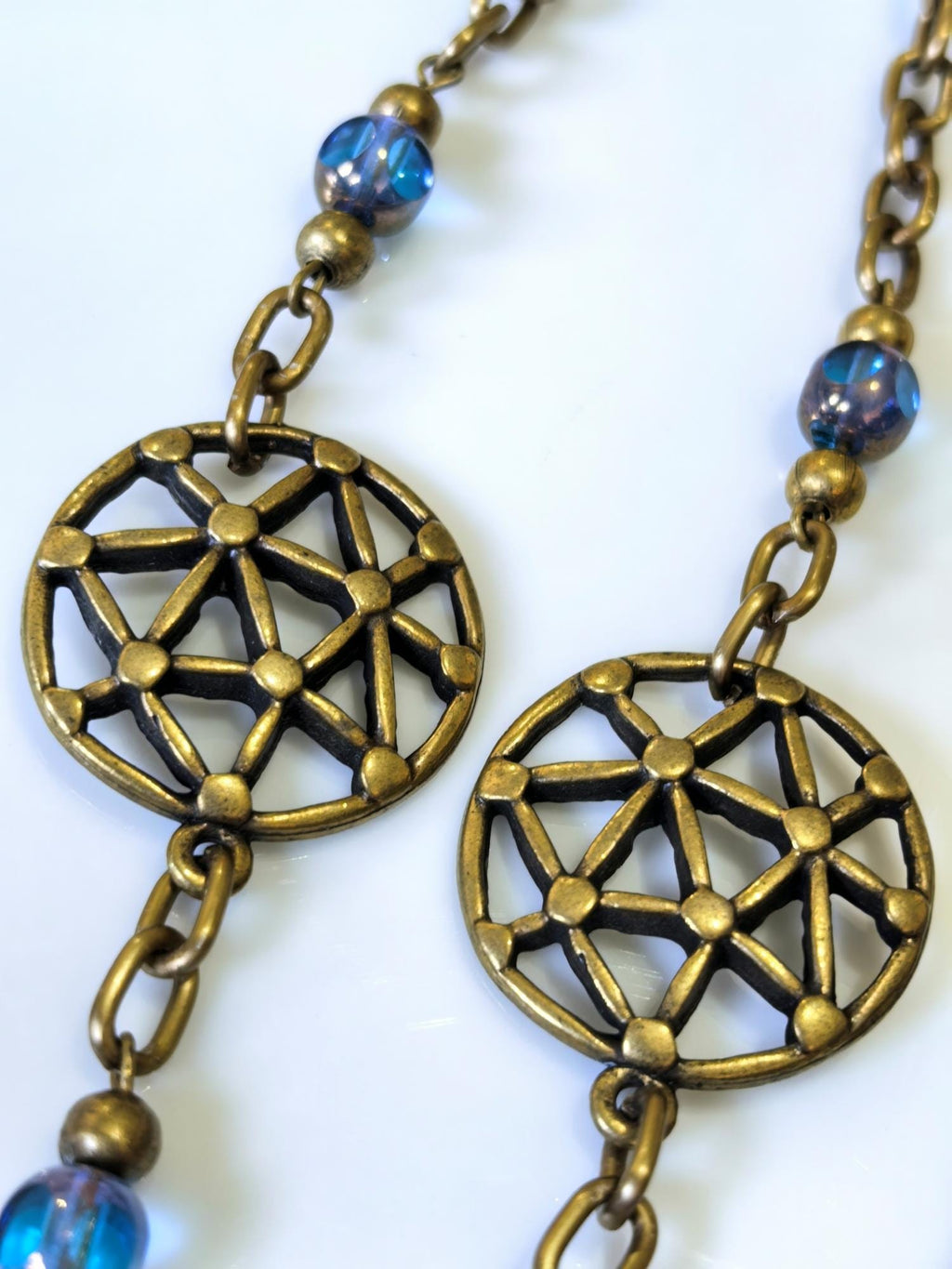 Flower of Life Eyeglass Chain – Turquoise Crystal Handmade Jewelry