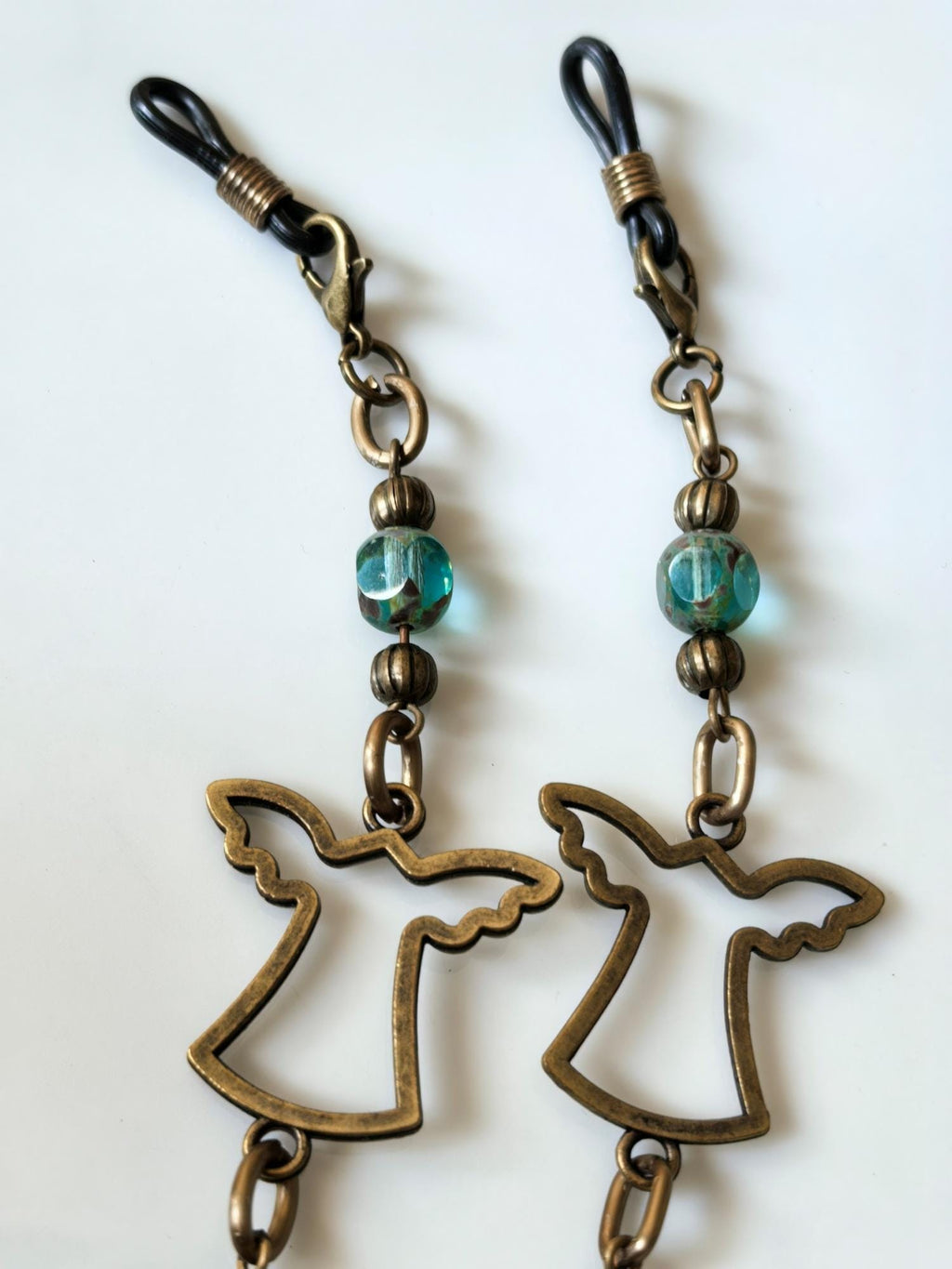 Angel Wing Eyeglass Chain – Turquoise Crystal Handmade Jewelry