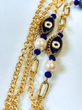 Handmade Gold Eyeglass Chain with Real Pearl