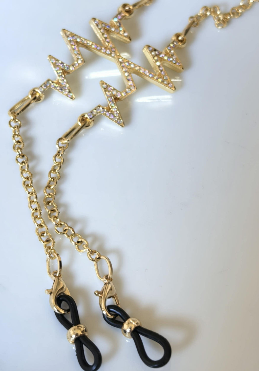 Zigzag Design Zircon Gold Tone Plated Eyewear Accessory THINBLACK Collection