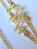 Zigzag Design Zircon Gold Tone Plated Eyewear Accessory THINBLACK Collection