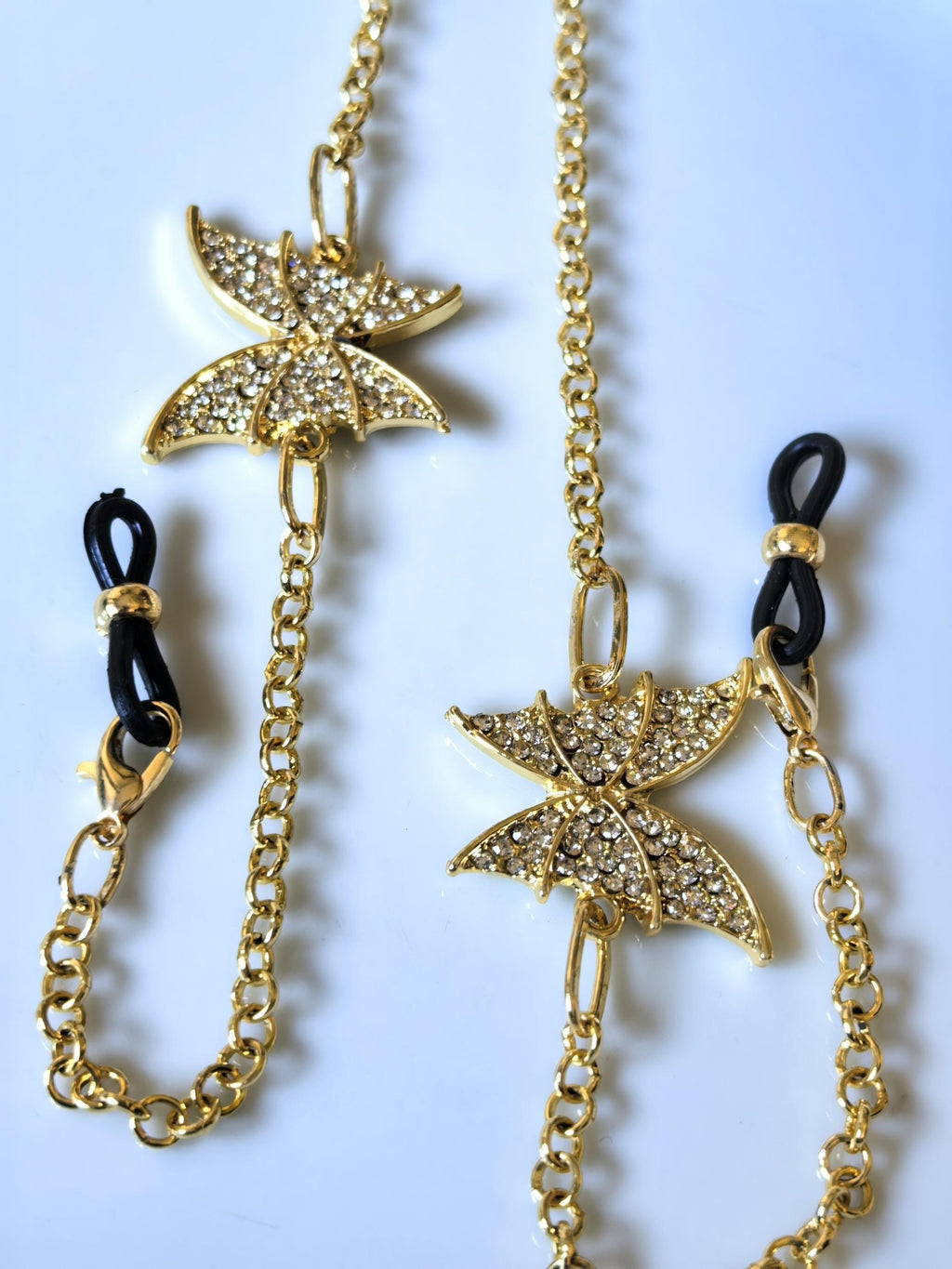 Butterfly Design Zircon Gold Tone Plated Eyewear Accessory THINBLACK Collection