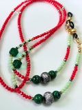 THINBLACK® Eyeglass Holder – Malachite Stone, Crystal & Metal Details
