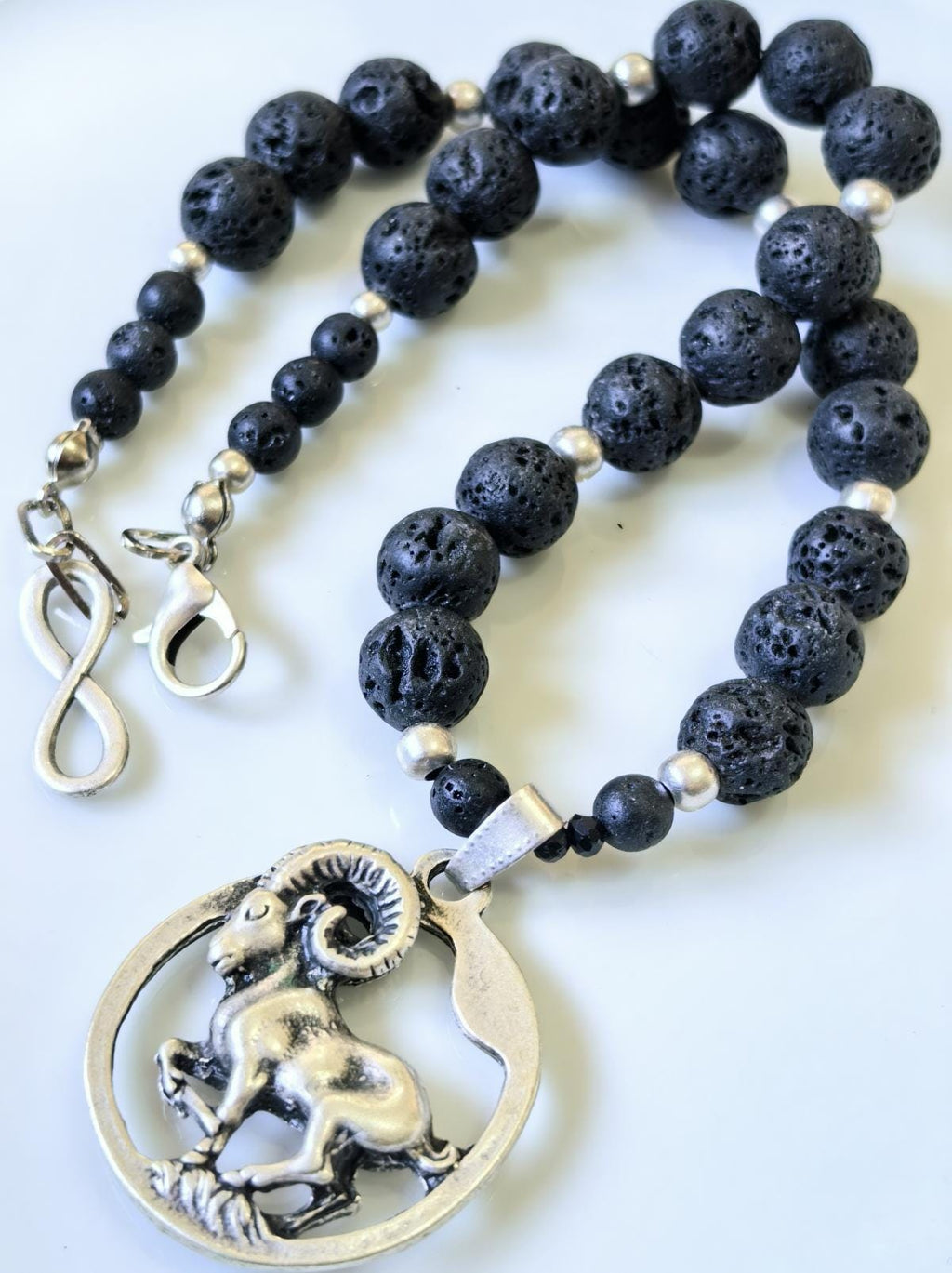Aries – Lava Stone Silver Plated Necklace – THINBLACK® Zodiac Series