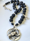 Cancer Zodiac • Black Lava Stone • Silver‑Plated Necklace • THINBLACK® Zodiac Series
