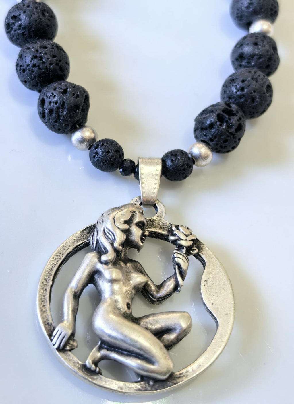 Virgo Zodiac • Black Lava Stone • Silver‑Plated Necklace • THINBLACK® Zodiac Series