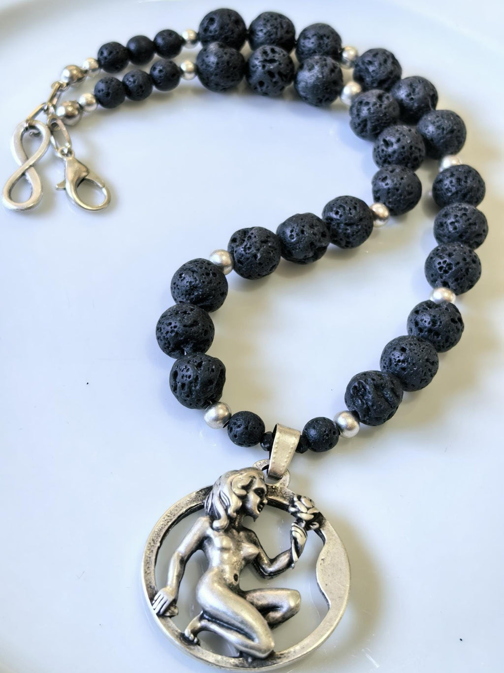 Virgo Zodiac • Black Lava Stone • Silver‑Plated Necklace • THINBLACK® Zodiac Series