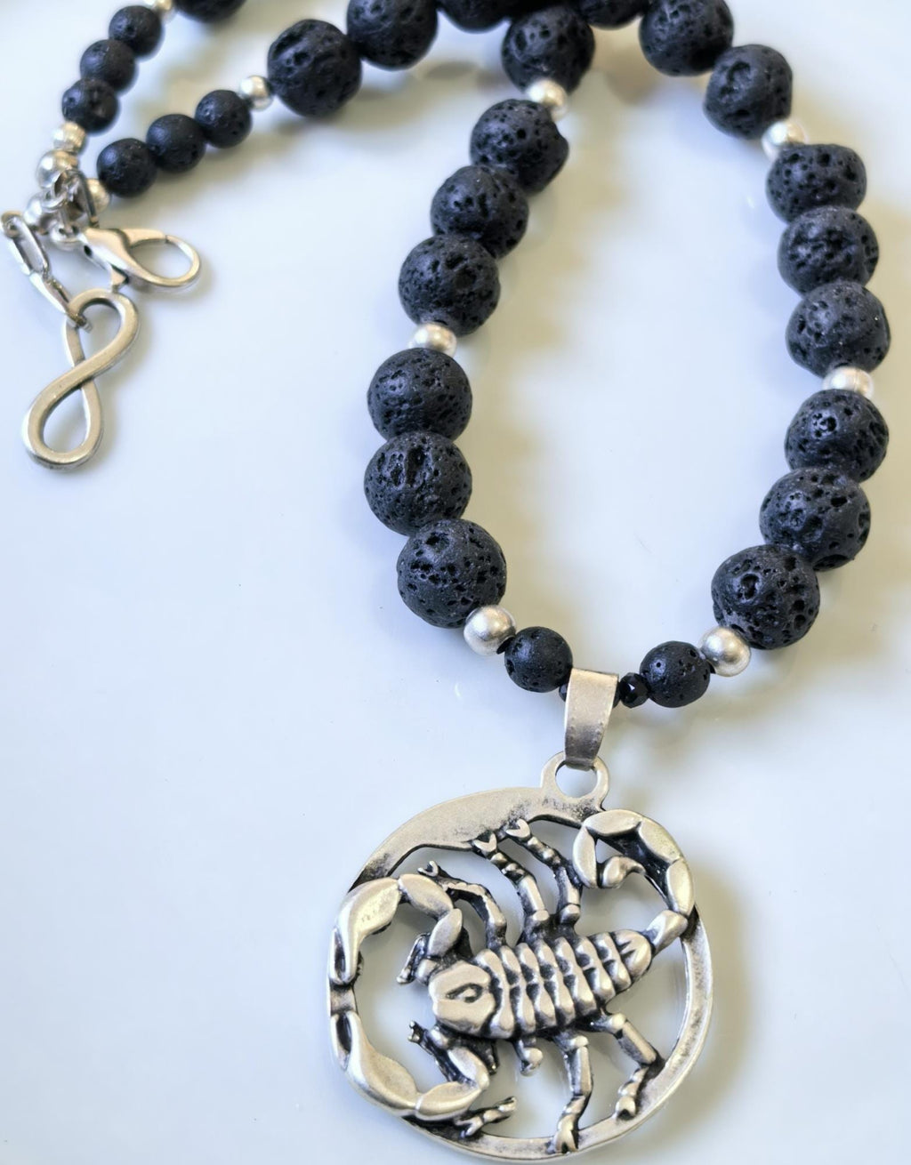 Scorpio Zodiac • Black Lava Stone • Silver‑Plated Necklace • THINBLACK® Zodiac Series