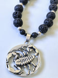 Scorpio Zodiac • Black Lava Stone • Silver‑Plated Necklace • THINBLACK® Zodiac Series