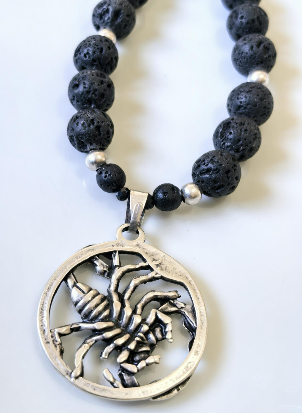 Scorpio Zodiac • Black Lava Stone • Silver‑Plated Necklace • THINBLACK® Zodiac Series