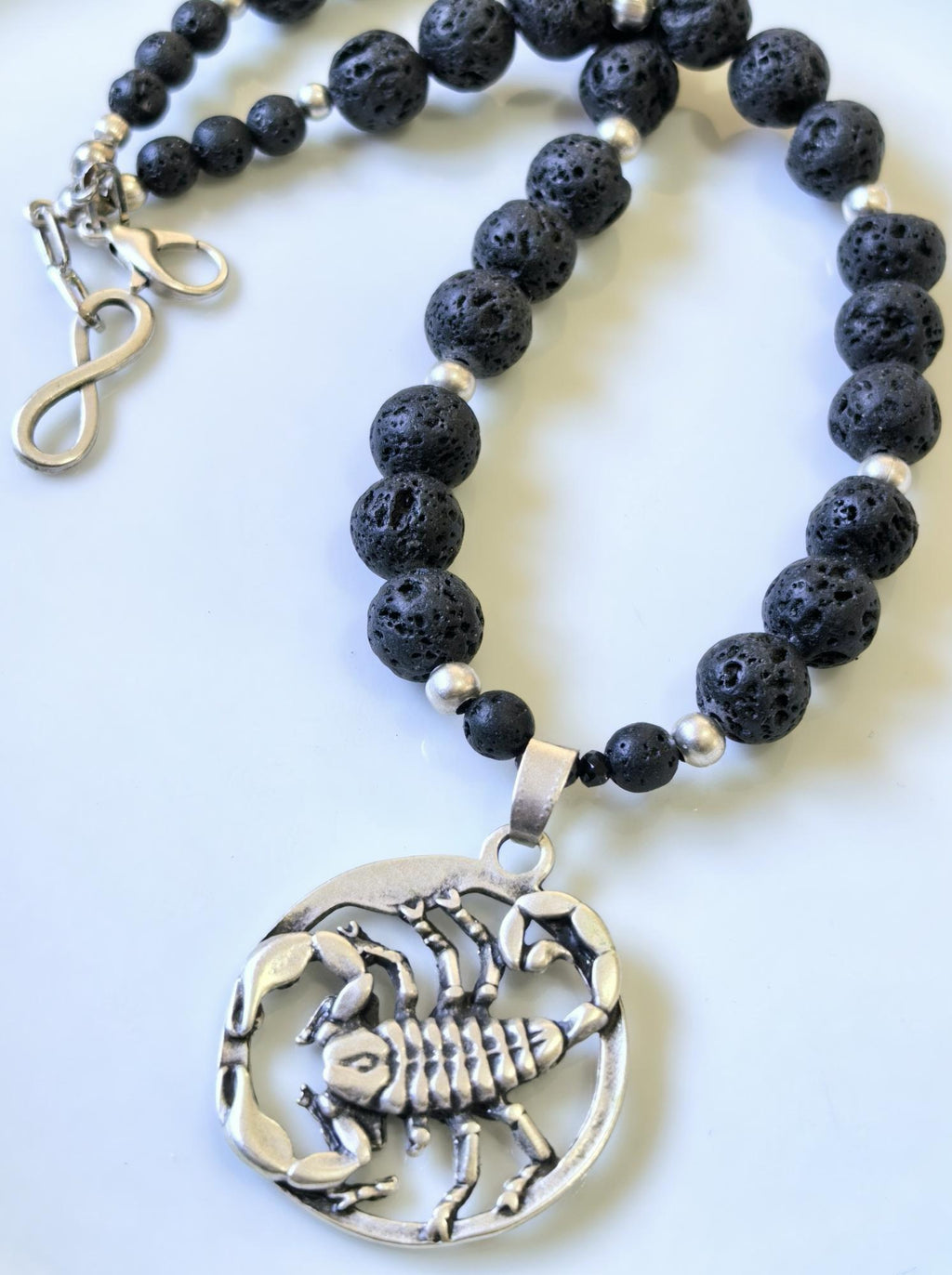 Scorpio Zodiac • Black Lava Stone • Silver‑Plated Necklace • THINBLACK® Zodiac Series
