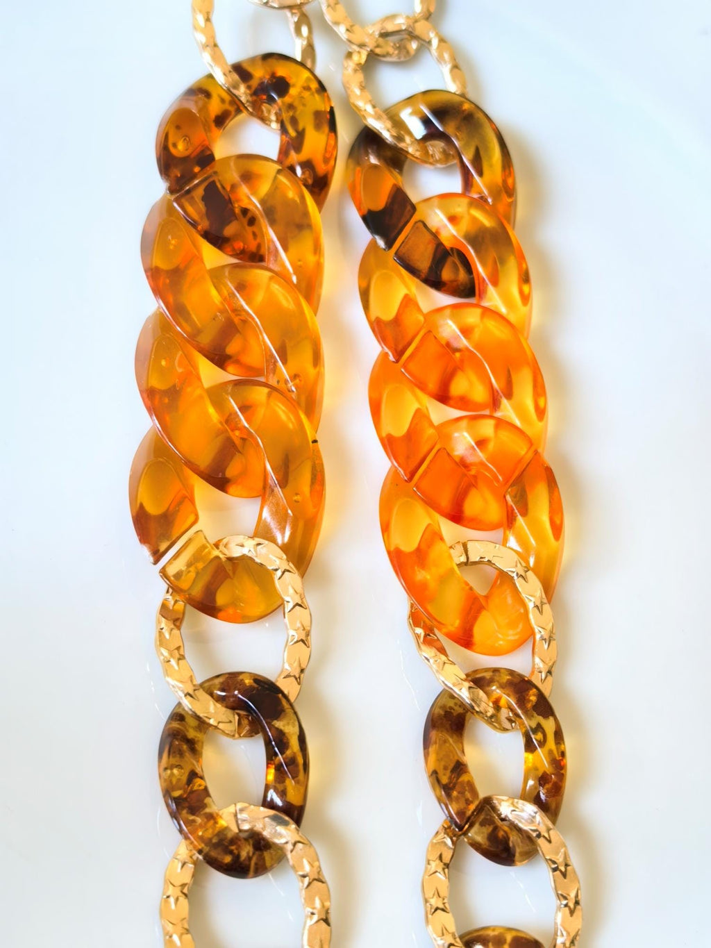 Gold Aluminum & Amber Acrylic Glasses Chain – Thick Temple Sunglasses Holder