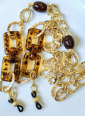 Thick Gold Aluminum Eyeglass Chain with Amber Acrylic Details – Oversized Sunglasses Holder, THINBLACK®
