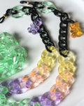 Candy Series Eyeglass Chain – Green Acrylic & Black Aluminum with Bear Charm, THINBLACK®