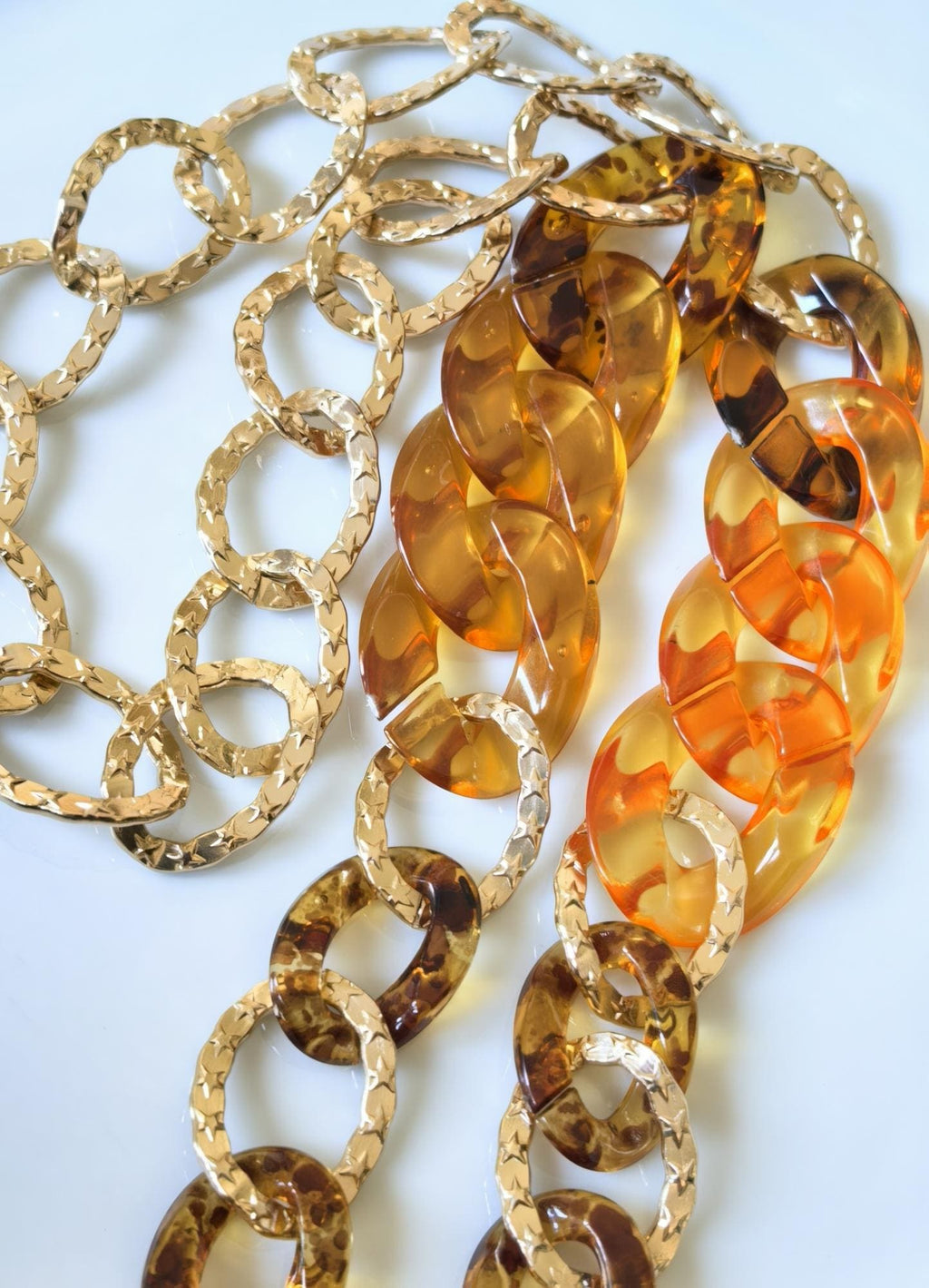 Gold Aluminum & Amber Acrylic Glasses Chain – Thick Temple Sunglasses Holder