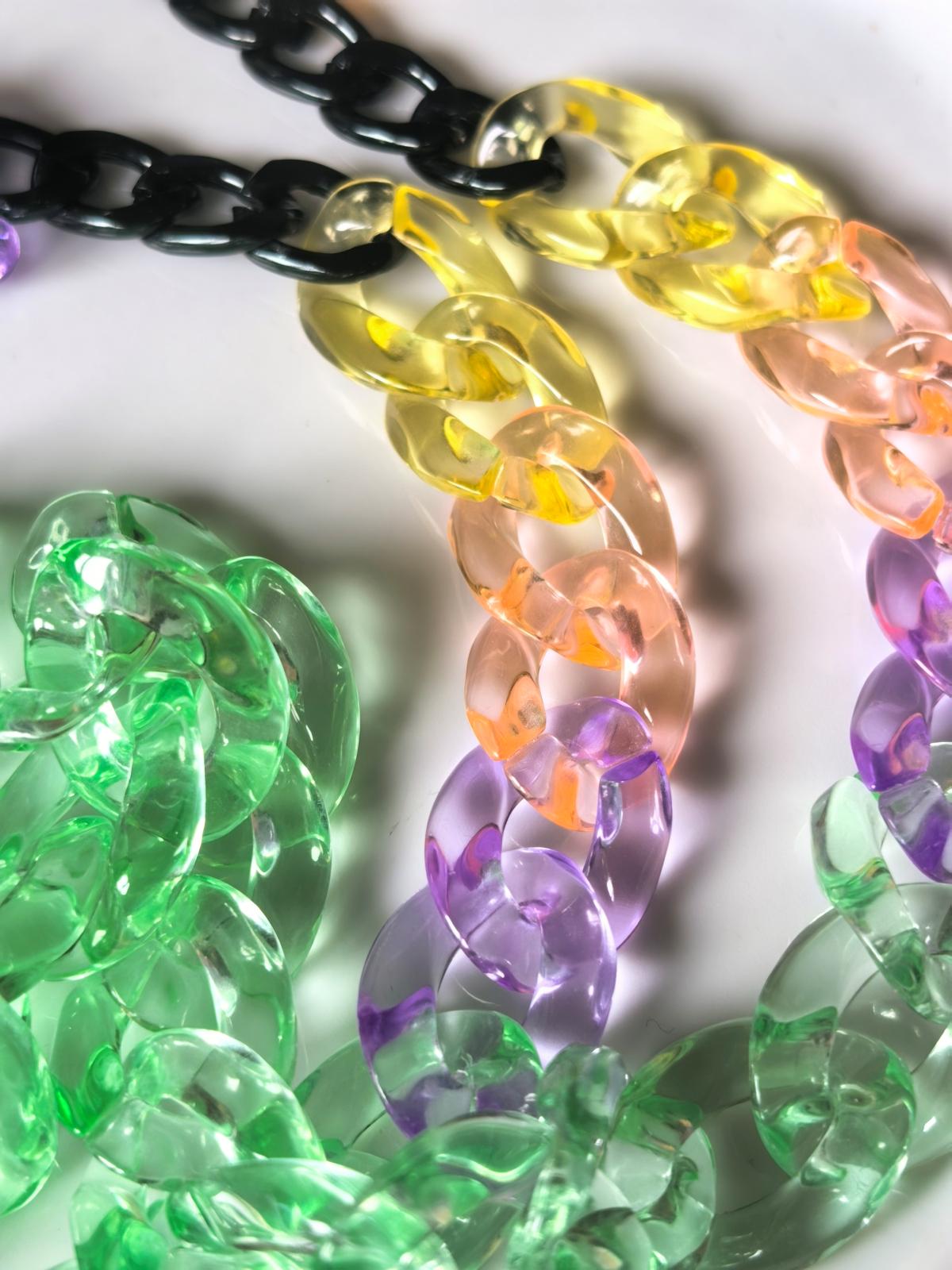 Candy Series Eyeglass Chain – Green Acrylic & Black Aluminum with Bear Charm, THINBLACK®